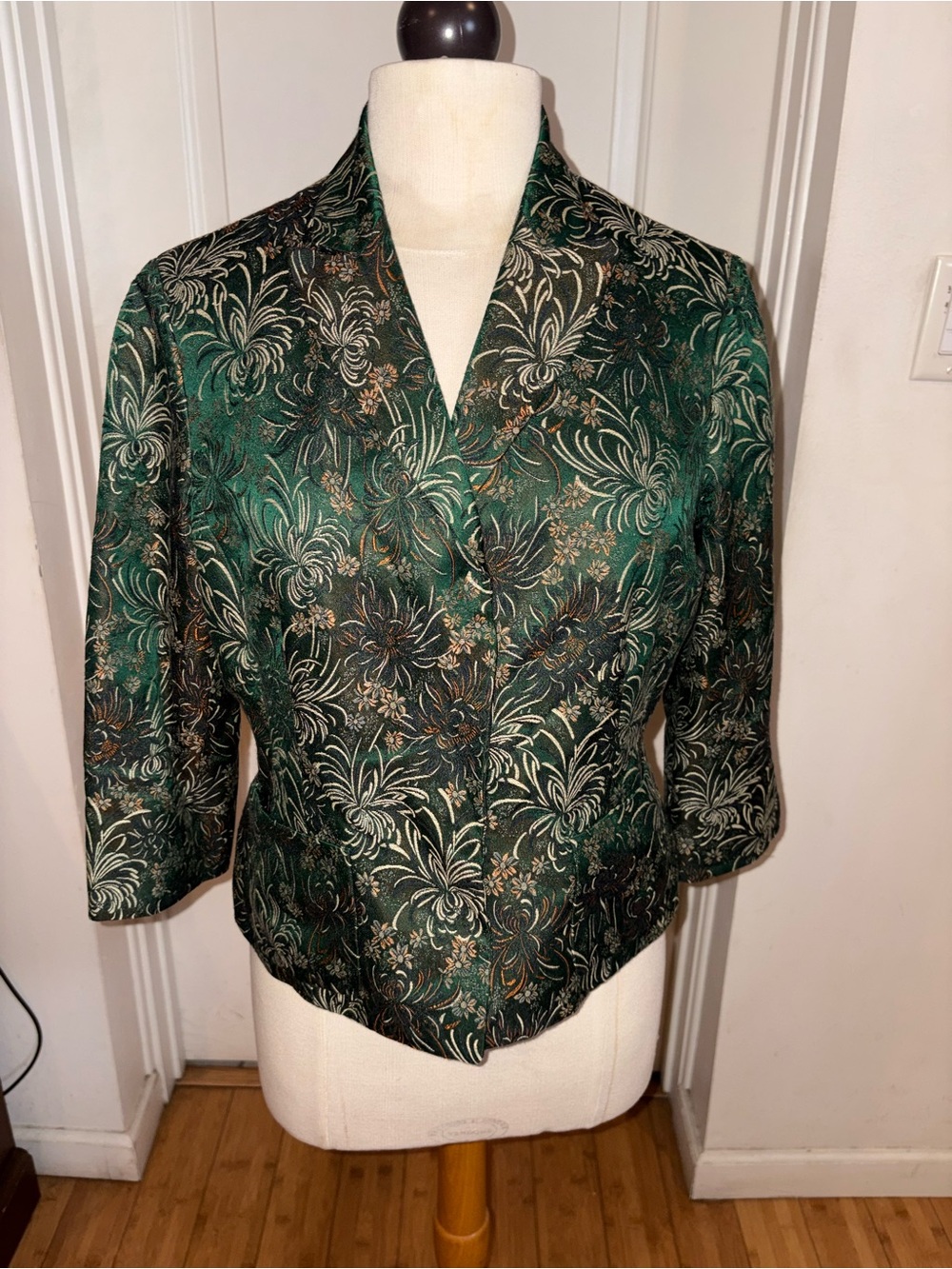 Nine west Women's Green Floral Brocade Jacket